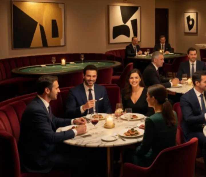 Luxus vállalati vacsora elegáns poker étterem gourmet lounge enteriőrben