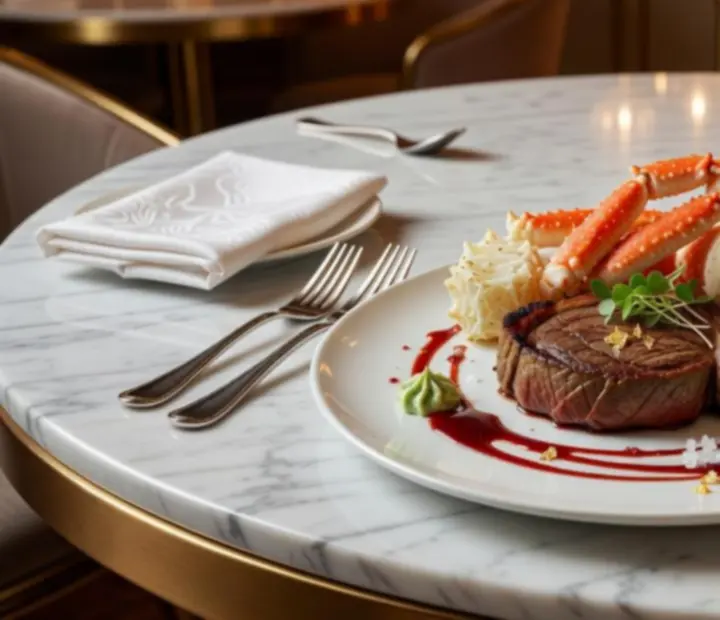 Prémium steak és tenger gyümölcsei elegáns tálalásban